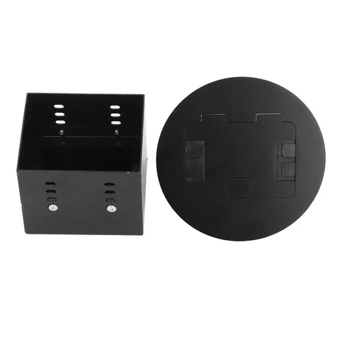 Sleek Stainless Steel Recessed Floor Outlet with Dual 3 Prong Sockets, Heavy Duty 20A 2500W Round Electrical Receptacle with box.
