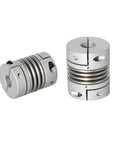 Rock Solid Heavy Duty Aluminum Bellows Coupling Delivering High Torque And Zero Slack On Flexible Shafts, angled view.