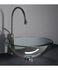SDVantage Round Tempered Glass Vessel Sink Set for Bathroom Countertop, Above Counter Basin Bowl with sleek chrome faucet.