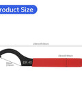Beefy ER40 Coilover Spanner Wrench with adjustable jaw, non-slip red handle, showing size dimensions for clamping nut and CNC use