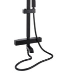 Close-up of SASKATE Shower System with Thermostatic Mixer, High Pressure Rain Shower, featuring sleek black finish.