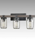 Mason Jar Wall Sconce With Faux Distressed Metal Finish, 3 Light Bath Vanity Lighting For Bedroom And Bathroom, ETL Listed Hardwired