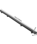 Heavy Duty Flush Wall Mount Stair Railing In Corrosion Resistant Stainless Steel With Matte Black Finish Six Foot Length, side view with dimensions.