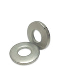 3/8 Inch Extra Thick.183 Flat Washers Pack Of 1000 18 8 Stainless Steel showing two flat washers on a white background.