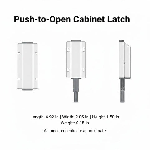 Push To Open Cabinet Latch Aluminum Alloy Handle Free Catch for kitchen cabinets drawer image with dimensions