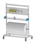 Solid Commercial Packaging Dispenser With Cut Blade And Brake Wheels, Heavy Duty Wrap Paper Cutter Stand For Bubble Film, adjustable rod for large rolls.