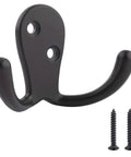Curved Zinc Robe Hook Set Flat Black 5 Pack Beefy Heavy Duty Wall Mount Hangers With Durable Zinc Alloy Construction One Inch Wide