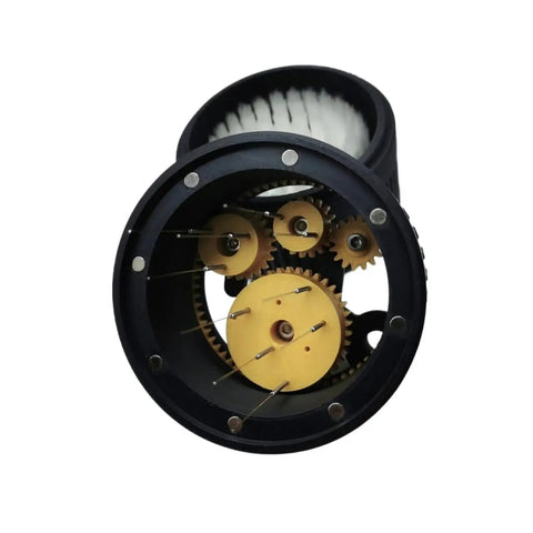Pro Grade Espresso Wdt Tool Spinner showing planetary gears and distribution mechanism for consistent coffee puck formation.