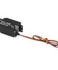 Hella Strong 14Kg High Torsion Digital Servo Motor Featuring Heavy Duty Copper Gears for RC Cars with wires attached.