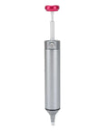 Manual Desoldering Pump Solder Sucker Tool With Anti Clogging Silicone Tip in aluminum body, red plunger and CNC precision construction.