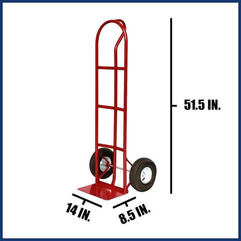 Heavy Duty Hand Truck Alloy Steel Red 800 Lb Capacity 10 Inch Pneumatic Tires Durable Tubular Frame Stand Up Design