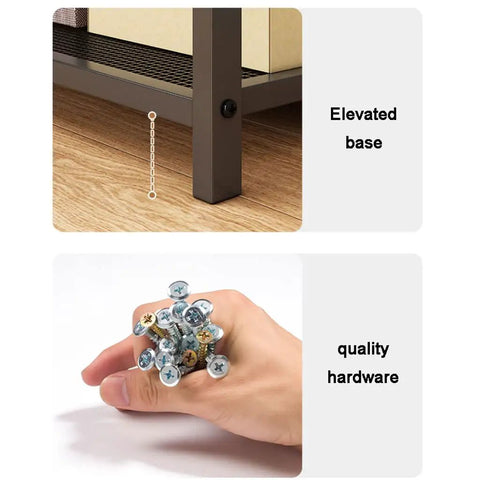 Heavy Duty 5 Tier Shoe Rack For Entryway And Closet showing elevated base and quality hardware for stability and ease of setup.