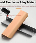 Solid aluminum alloy concealed cabinet handle with screws, hidden aluminum cabinet handles for doors and drawers