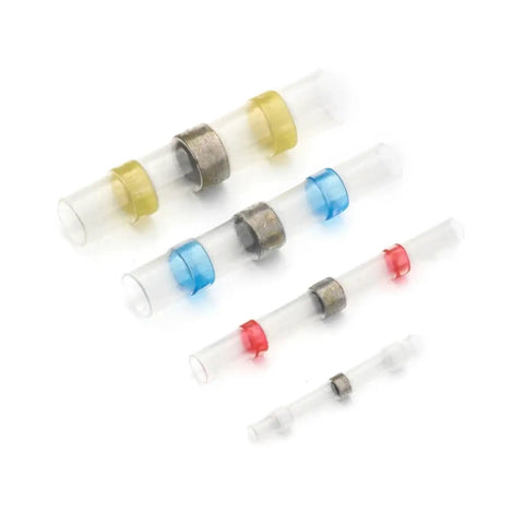 50pcs Mix Seal Solder Sleeve Kit With Heat Shrink Electrical Wire Connectors Insulated Butt Terminals Soldering Sleeves, assorted sizes