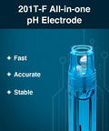 Close-up of 201T-F All-in-one pH electrode highlighted as fast, accurate, stable alongside PH700 Benchtop pH Meter With 0.01 pH Accuracy Auto Calibration 3 In 1 pH/Temp Electrode Auto Temperature Compensation Quick Stable Readings Lab Grade Benchtop Instrument For Chemistry And Biology.