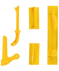 Pro Grade 5 Piece Push Block Kit For Woodworking, Hands Off Grip, ABS Push Sticks in bright yellow arranged on white background
