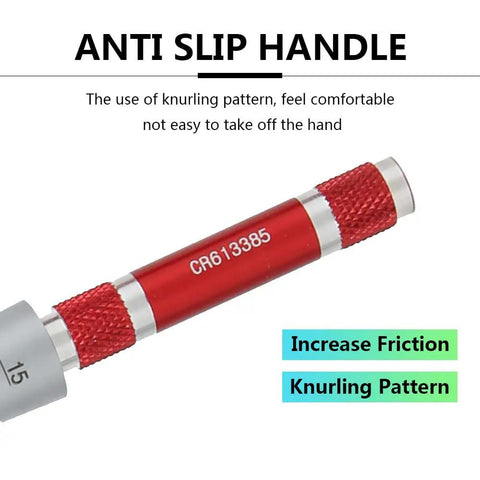 Stainless Steel Conical Bore Gauge with anti-slip knurled handle, part of 3 to 15mm range rustproof and durable measuring tool.