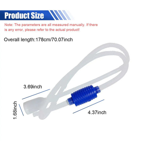No Sweat Portable Manual Siphon Pump With Long Hose For Gasoline Diesel And Water Transfer Heavy Duty Hand Crank Fuel Extractor Kit with 70 inch hose.