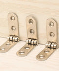 Foldable 180 degree rounded corner buffer hinge for DIY use in wooden boxes and cabinet doors, durable and rust-resistant metal hardware.