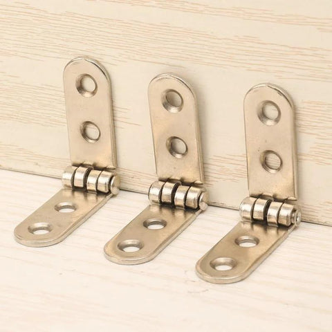 Foldable 180 degree rounded corner buffer hinge for DIY use in wooden boxes and cabinet doors, durable and rust-resistant metal hardware.