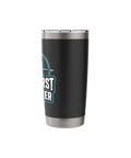 Crew First Land Later Sailboat Stainless Steel Insulated Tumbler for Coastal Sailing and Regatta Days, black design.