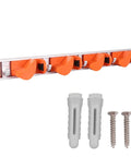 Wall Mounted Broom Holder With Heavy Duty Aluminum Hooks And Sturdy Abs Mounts For Garage Gear Storage And Hassle Free Cleanup Station Easy Install Mop Organizer Shelf Rack System with screws and anchors.