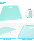 A turquoise squeegee from the Wallpaper Smoothing Tool Kit with 10 inch smoothing brush, squeegee and seam roller for peel and stick wallpaper.