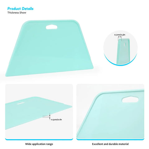 A turquoise squeegee from the Wallpaper Smoothing Tool Kit with 10 inch smoothing brush, squeegee and seam roller for peel and stick wallpaper.