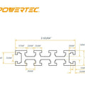 36 Inch Universal T Slot Track For Woodworking, schematic with dimensions in inches, Multi T Track System For Jigs And Fixtures