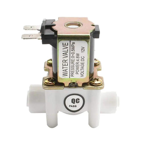 12 Volt DC Water Solenoid Valve One Quarter Inch Inlet Normally Closed For RO Reverse Osmosis Systems, Metal and Plastic Body