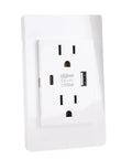 Sleek White Decorator Receptacle And 15 Amp Electrical Outlet Built Hardcore For The Daily Hustle Heavy Duty Standard Wall Socket With High Impact PC Housing Fits Regular Junctionboxes For Solid Residential Hookups, featuring USB ports.