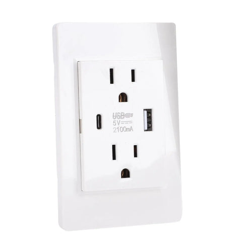 Sleek White Decorator Receptacle And 15 Amp Electrical Outlet Built Hardcore For The Daily Hustle Heavy Duty Standard Wall Socket With High Impact PC Housing Fits Regular Junctionboxes For Solid Residential Hookups, featuring USB ports.