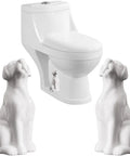 Two Pack Dog Themed White Ceramic Toilet Bolt Caps Easy Install Screw Covers For Bathroom Decor Hides Rusty Bolts On Bottom Of Toilet Tall Design For A Clean Look