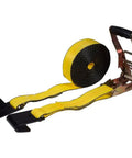 Beefy Heavy Duty 2 Inch By 30 Foot Ratchet Tie Down Straps With Flat Hooks Yellow 10000 Lbs Break Strength 4 Pack For Flatbed Truck