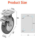Product dimensions of 8 Inch Heavy Duty Rubber Caster Wheels Set Of 4 Anti Slip Swivel Casters With 360 Degree Ball Bearing Top Plate 2 With Locking Brakes For Smooth Quiet Movement Of Furniture And Displays