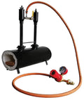 Beefy Double Burner Propane Blacksmith Forge with oval steel body, heavy duty construction, SS 304 nozzles, ceramic fiber insulation