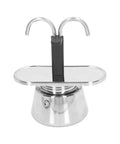 Straight Up Barista Quality 100 Ml Stainless Steel Moka Pot Espresso Maker with thick filter and non-slip base.