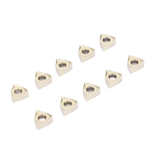 Carbide inserts, 10-pack, gold-colored, square with center hole for lathe turning