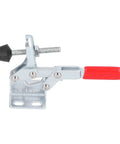 Heavy Duty Toggle Clamps For Welding Woodworking Sheet Metal Work Holding Fixture With Plastic Handle Lever Mechanism in silver and red.
