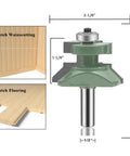 Two Pack 1/2 Inch Shank Tongue And Groove Router Bit Set for flooring and cabinet doors with V-notch wainscotting, carbide.