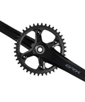 GRX FC-RX600-1 Gravel Crankset, 172.5mm, 11-Speed, 40t Single Chainring, 110 BCD, Hollowtech II Spindle, Black, top view.
