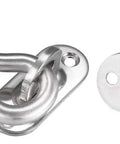 Tough As Nails Stainless Steel Hook Latch Kit Includes Mounting Screws Secure Your Gate Or Cabinet Door Fast Windproof Protection Hardware Does The Job Right Holds Tight Against The Breeze Solid Construction 3 Pack, showing a close-up of the latch and plate.