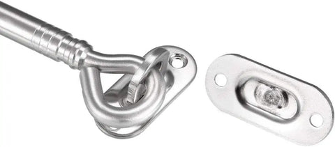 Gate Hook Latch for Cabinet Door Window with Mounting Screws Push Button, stainless steel, includes hook and latch plate