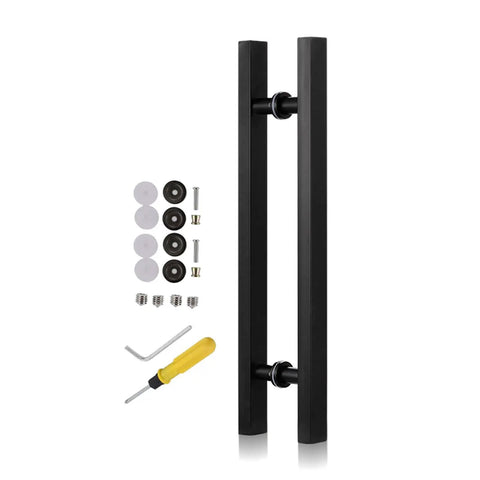 Matte Black Stainless Steel Door Handles And Pulls For Sliding Glass Doors And Barn Doors, Rust Resistant 304 Grade Grab Bar Set with hardware