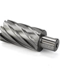 Side view of HSS annular cutter with Weldon shank; 3/4 in shank, 1-5/16 in cutting diameter for magnetic drill press