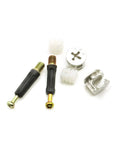 Top Shelf 3 In 1 Furniture Connector Kit With Dowels And Cam Screws Rock Solid Zinc Alloy Hardware, assorted screws and connectors.