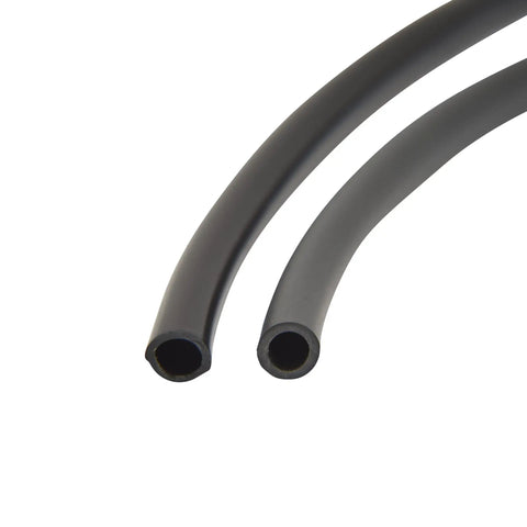 Close-up of 1/4-Inch Drip Irrigation Tubing, 50 Feet Black Polyethylene, Easy Install Main Line For Drippers And Emitters