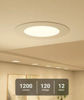 4 Pack 6 Inch Led Flat Recessed Lighting 5Cct Adjustable Ultra Thin 12W ceiling light showing 1200 lumens brightness for modern homes.