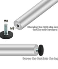 Diagram showing installation of 24 Pack M8 1.25mm Furniture Leveling Feet Screw On Adjustable Levelers for furniture stability.
