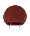 Cherry Finish Wooden Toilet Seat With Chrome Hinges And Non Slip Bumper For Round Toilets Durable Hardwood Comfort Top View